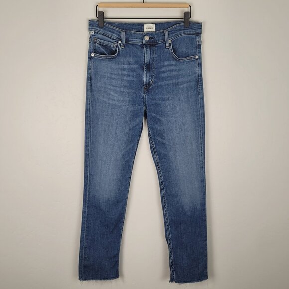 Citizens Of Humanity Isola Straight Crop Jeans Stretch Raw Hem Blue Size 29 - Picture 3 of 16